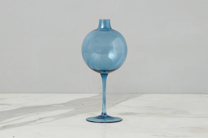 Navy Wine Glass Vase, Medium