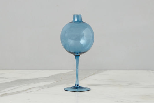 Navy Wine Glass Vase, Medium