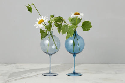 Navy Wine Glass Vase, Medium