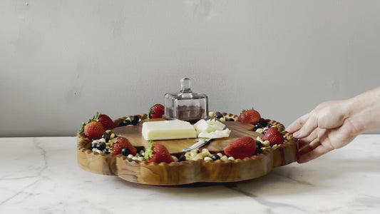 Vintage English Bread Board, Scalloped Lazy Susan