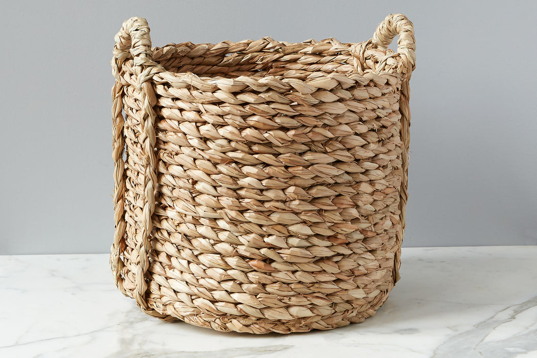 Rush Barrel Basket, Medium, 2 Handles