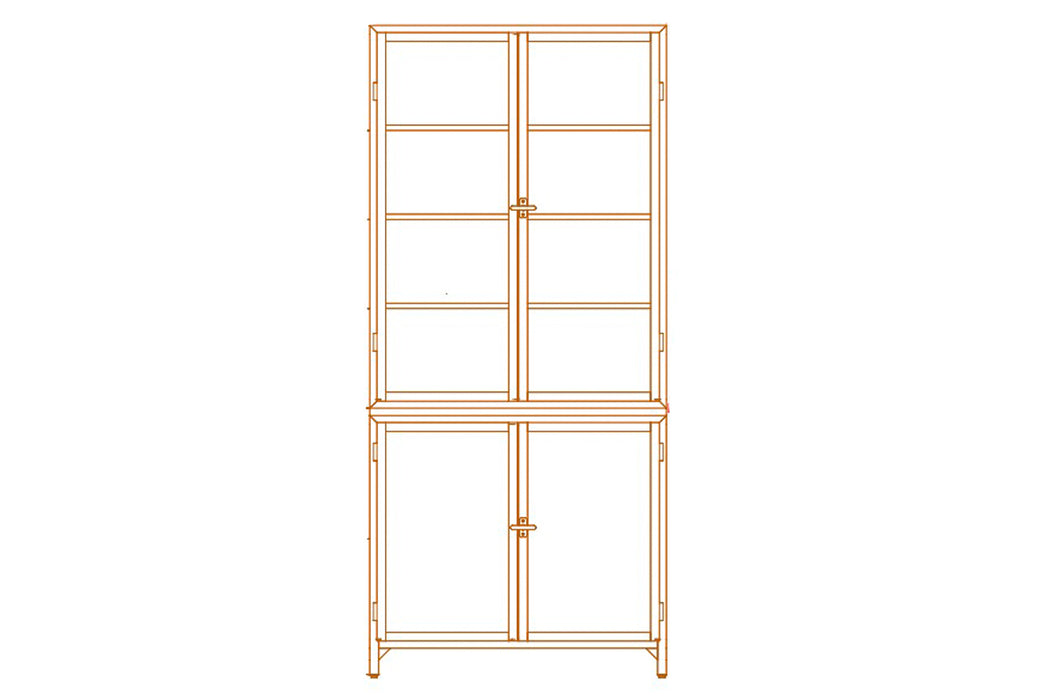 2-Door Glass Storage Cabinet with Counter
