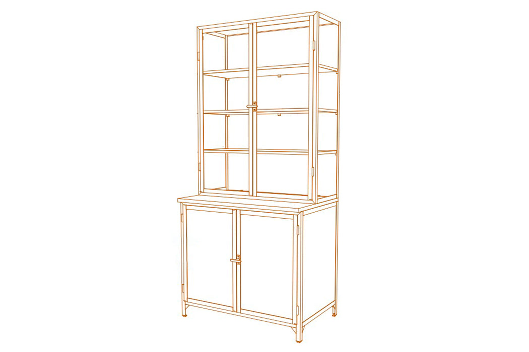 2-Door Glass Storage Cabinet with Counter