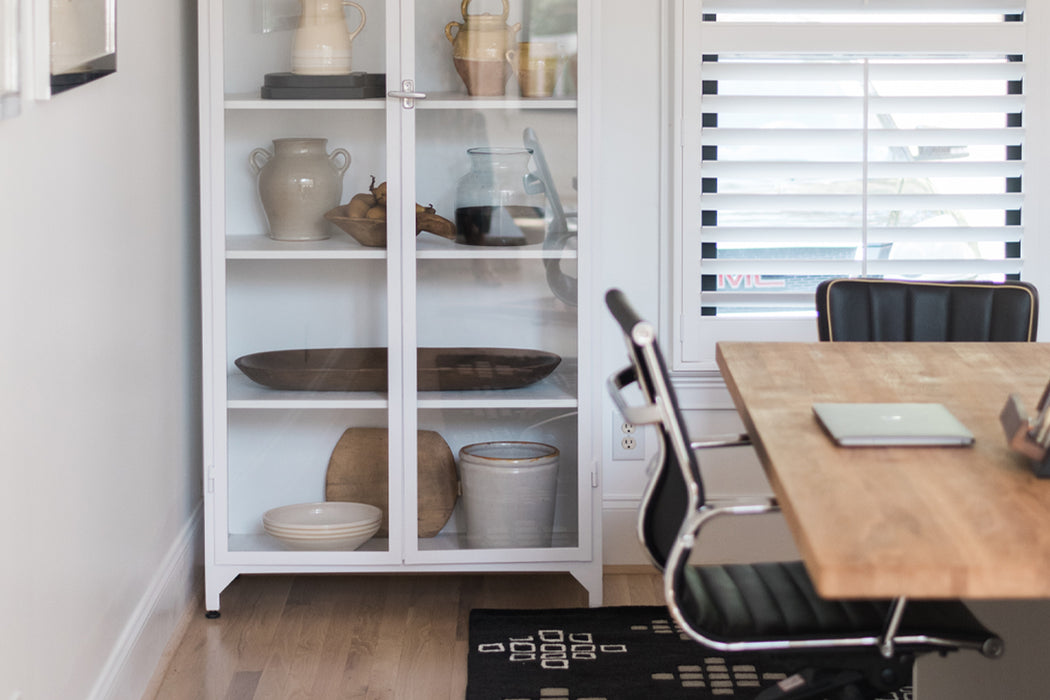 White 2-Door Glass Display Cabinet