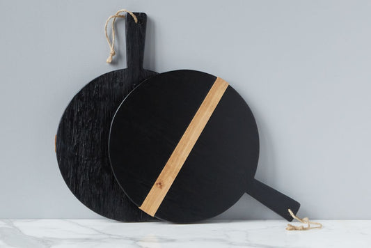 Mod Charcuterie Cheese Board, Small Round, Black