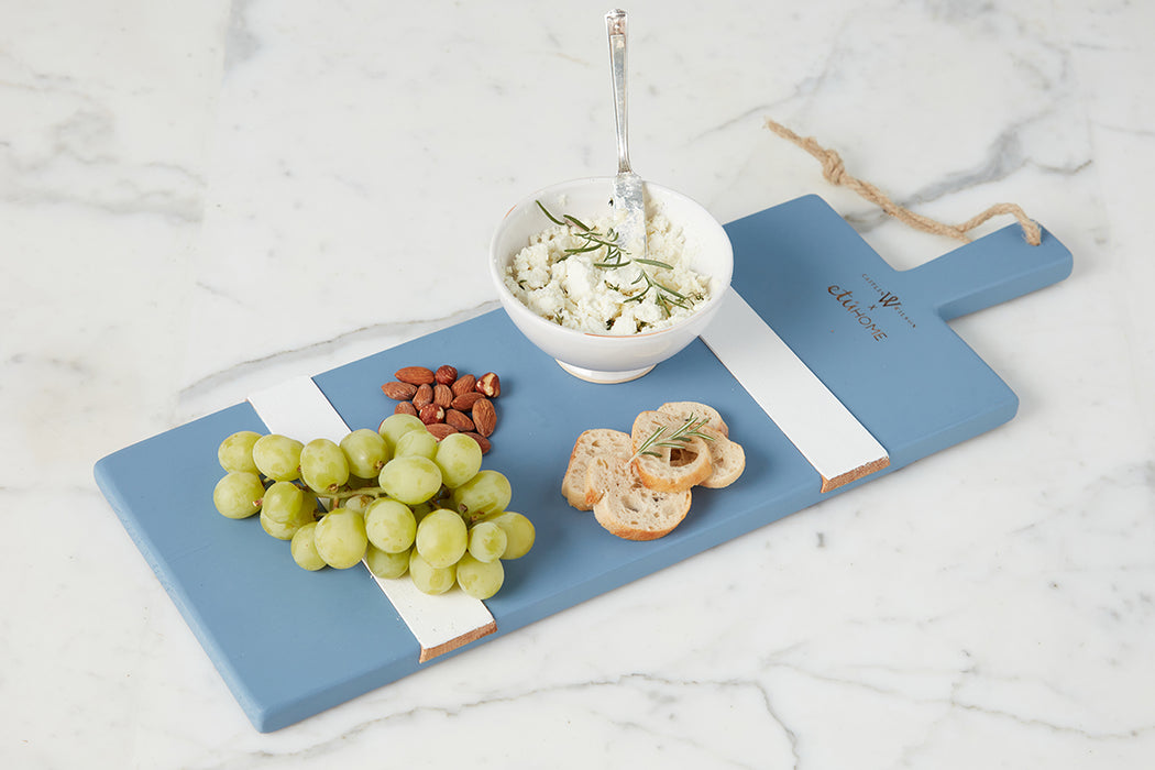 etúHOME Caitlin Wilson French Blue/White Rectangle Mod Charcuterie Board, Small 3