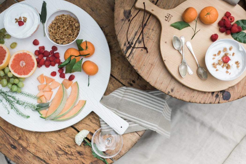 White Round Elevated Charcuterie Board, Medium