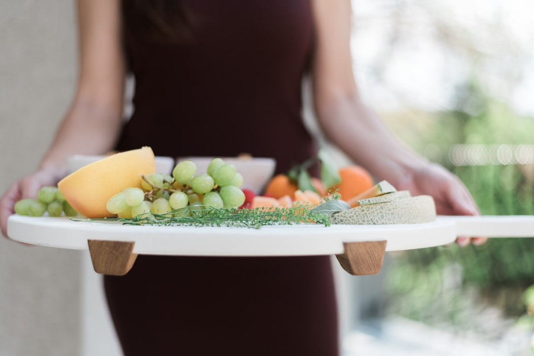 White Round Elevated Charcuterie Board, Medium