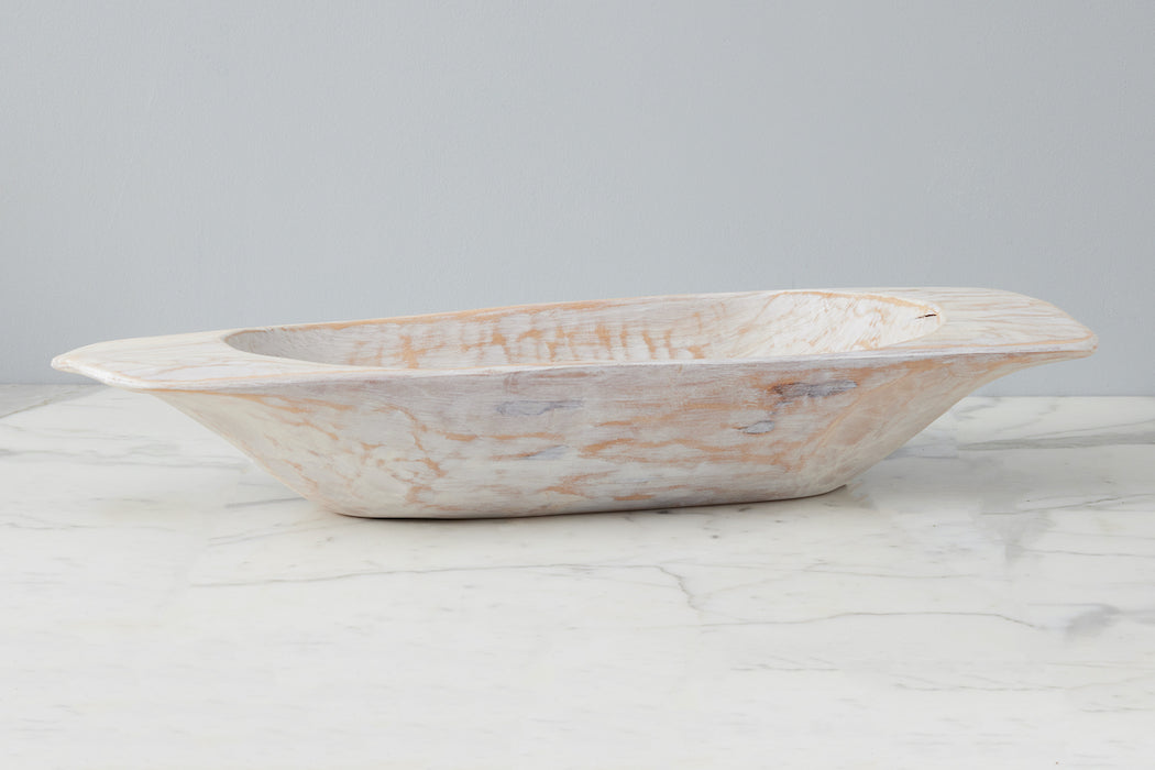Distressed White Dough Bowl, Large