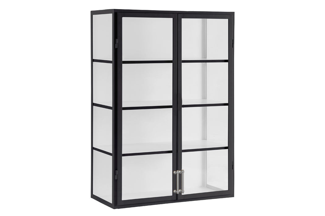 Black Wall Hanging Glass Display Cabinet, 36"