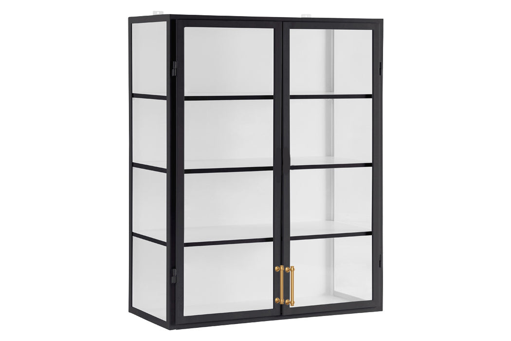 Black Wall Hanging Glass Display Cabinet, 48"