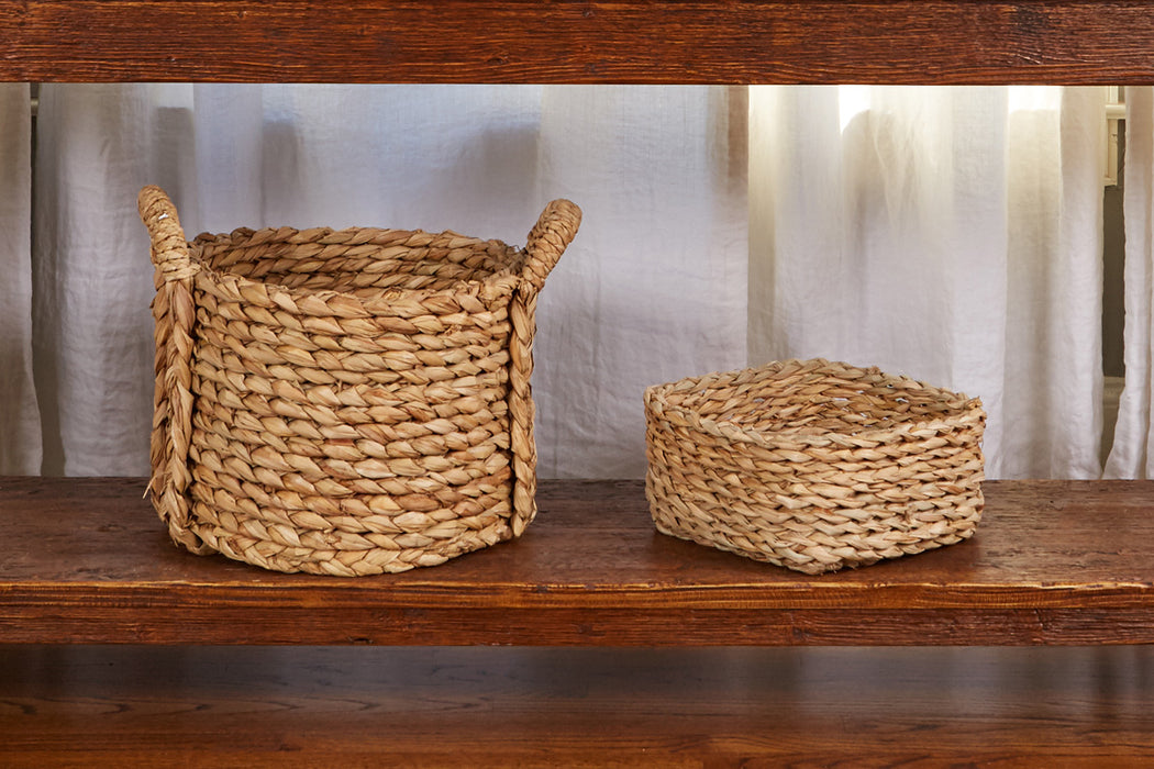 Rush Barrel Basket, Small, 2 Handles