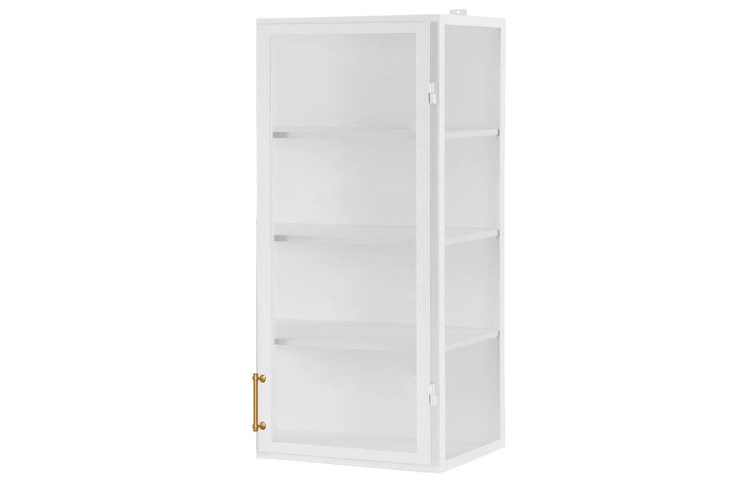 White Wall Hanging Glass Display Cabinet, 24"